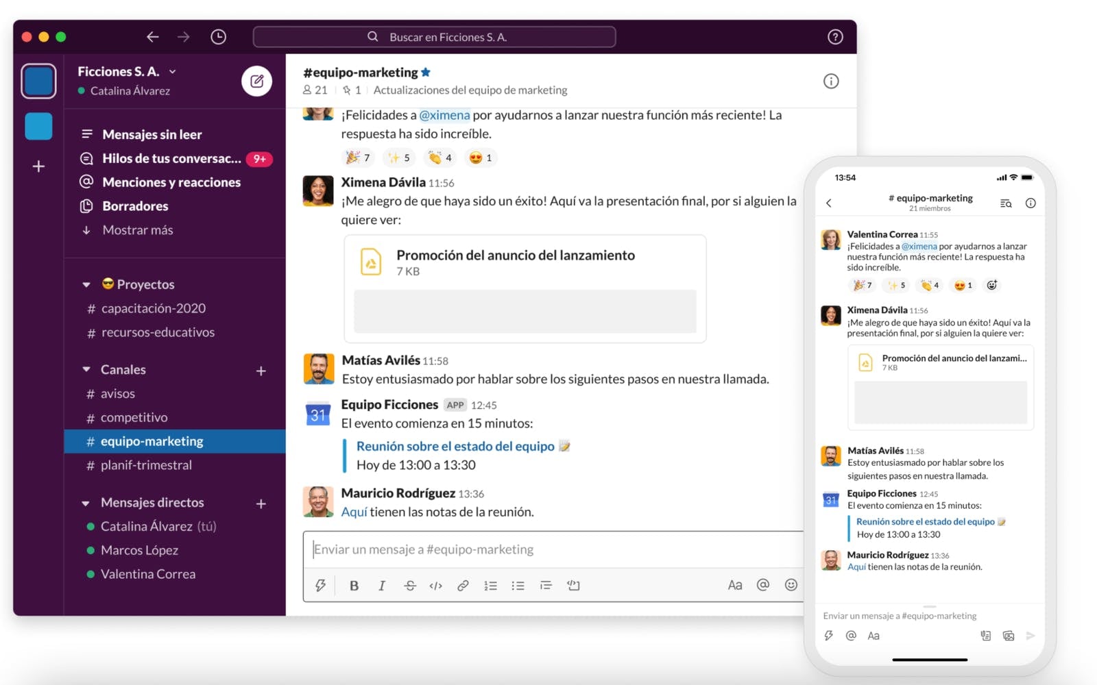Captura pantalla Slack