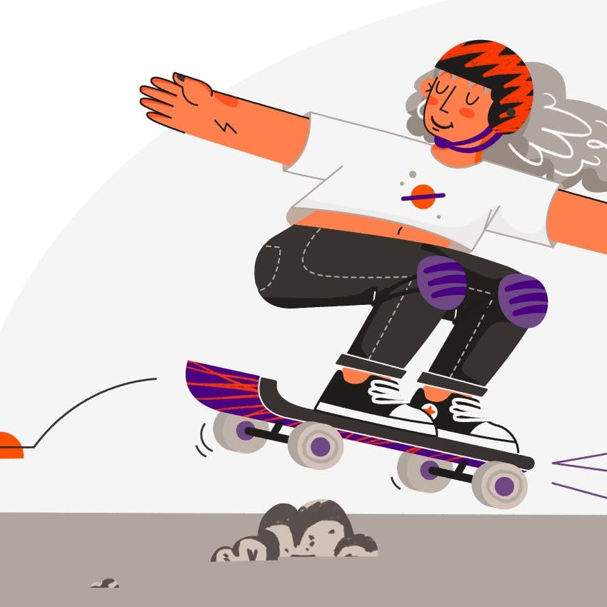 es una ilustracion de una chica andando en skate